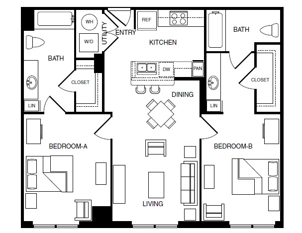 2 bedroom 2 bathroom-B2 Private floor plan